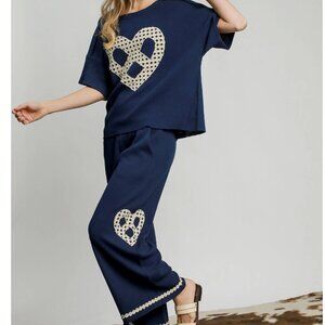 278.Womens Waffle Knit Top & Pants Set
